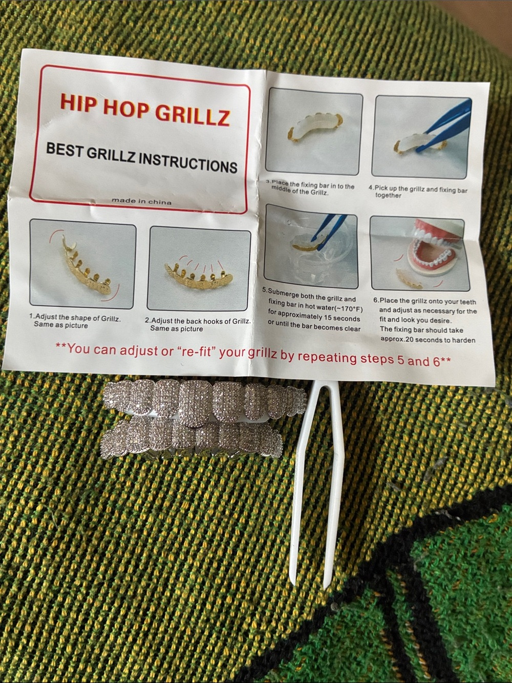 Real 14K iced Plated Hip Hop Grills Top Bottom Set 5A+ ICED CZ Out Teeth Grillz